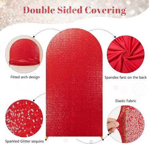 7.2FT Silver Arch Cover-Sequin Spandex Fitted Wedding Arch Cover Round Top Chiara Background Covers for Birthday Party Baby Shower Photo Arch Stand Decoration in Saudi Arabia