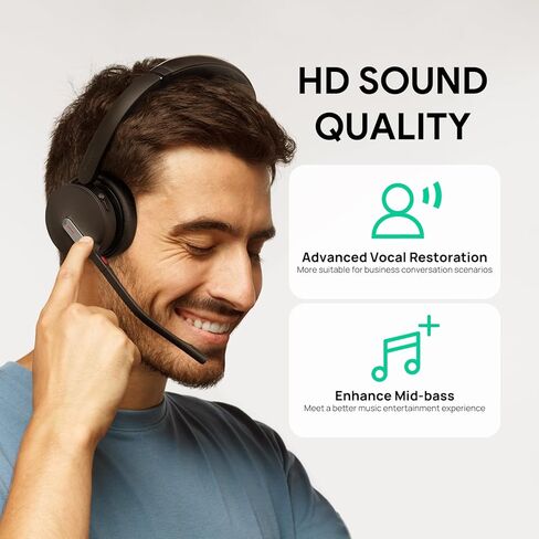 Yealink BH70 Dual UC Wireless Headset with Mic for Work, Bluetooth Headphone Teams&UC Compatible, up to 35h Talk Time, 147g All-day Wearing Comfort, Perfect for Open Office Home Hybrid Work, USB-C in Saudi Arabia