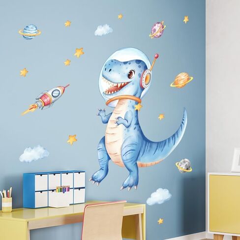 Tanlaby Large Dinosaur Wall Decals Blue Dino Palm Tree Wall Stickers Peel and Stick Jungle Art Decor for Baby Nursery Boys Girls Kids Toddler Bedroom Playroom Classroom in Saudi Arabia