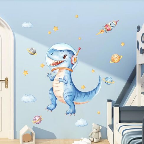 Tanlaby Large Dinosaur Wall Decals Blue Dino Palm Tree Wall Stickers Peel and Stick Jungle Art Decor for Baby Nursery Boys Girls Kids Toddler Bedroom Playroom Classroom in Saudi Arabia