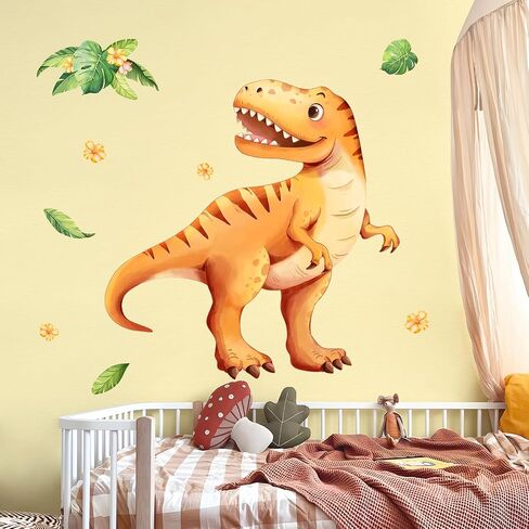 Tanlaby Large Dinosaur Wall Decals Blue Dino Palm Tree Wall Stickers Peel and Stick Jungle Art Decor for Baby Nursery Boys Girls Kids Toddler Bedroom Playroom Classroom in Saudi Arabia