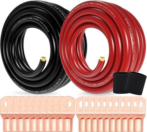 100Ft 4 Gauge Wire Copper Clad Aluminum CAA Primary Automotive Wire,4AWG Battery Cable,Car Audio Speaker Stereo,Car Amplifier Power & Ground Cable,RV Trailer Wiring Welding Cable(Black+Red) in Saudi Arabia