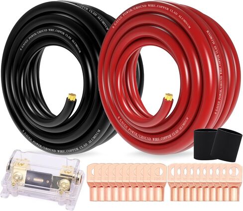 100Ft 4 Gauge Wire Copper Clad Aluminum CAA Primary Automotive Wire,4AWG Battery Cable,Car Audio Speaker Stereo,Car Amplifier Power & Ground Cable,RV Trailer Wiring Welding Cable(Black+Red) in Saudi Arabia