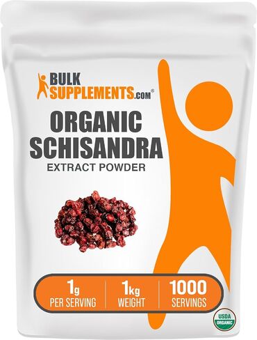 BulkSupplements.com Organic Schisandra Powder - Schisandra Supplement, Schisandra Organic Powder - from Schisandra Berry, Gluten Free - 1000mg per Serving, 500g (1.1 lbs) (Pack of 1) in Saudi Arabia