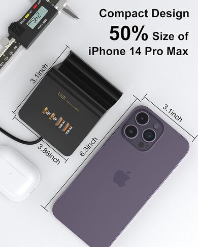 WUKUR USB C GaN Charger for Multi Devices, 4 Ports USB Charger Hub for MacBook iPhone 14/13/12 iPad Laptop Samsung Galaxy Google Pixel and More in Saudi Arabia
