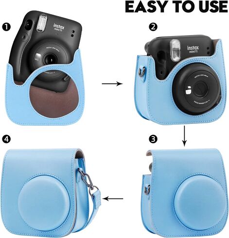 علبة الكاميرا الواقية لـ Fujifilm Instax Mini 11 12 9 كاميرا فورية مع ألبوم Instax Mini ، ألبوم صور لـ Fujifilm Instax Mini Camrea ، غطاء حقيبة جلدية مع قابلة للتعديل قابلة للتعديل (أبيض) in Saudi Arabia