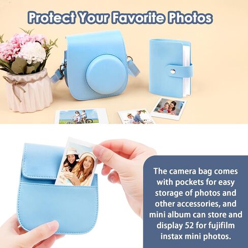 علبة الكاميرا الواقية لـ Fujifilm Instax Mini 11 12 9 كاميرا فورية مع ألبوم Instax Mini ، ألبوم صور لـ Fujifilm Instax Mini Camrea ، غطاء حقيبة جلدية مع قابلة للتعديل قابلة للتعديل (أبيض) in Saudi Arabia