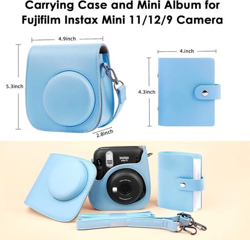 علبة الكاميرا الواقية لـ Fujifilm Instax Mini 11 12 9 كاميرا فورية مع ألبوم Instax Mini ، ألبوم صور لـ Fujifilm Instax Mini Camrea ، غطاء حقيبة جلدية مع قابلة للتعديل قابلة للتعديل (أبيض) in Saudi Arabia