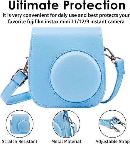علبة الكاميرا الواقية لـ Fujifilm Instax Mini 11 12 9 كاميرا فورية مع ألبوم Instax Mini ، ألبوم صور لـ Fujifilm Instax Mini Camrea ، غطاء حقيبة جلدية مع قابلة للتعديل قابلة للتعديل (أبيض) in Saudi Arabia
