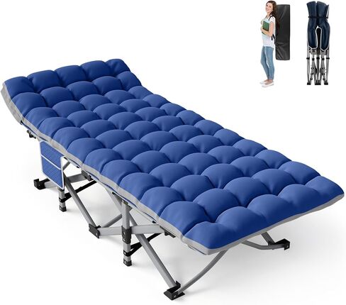 ZENPETIO Kids Camping Cot, Foldable Toddler Bed with Safety Rails & Glow-in-The-Dark Blanket, Sturdy Portable Design for Travel, Indoor Outdoor Sleeping Cot for Toddlers Kids in Saudi Arabia