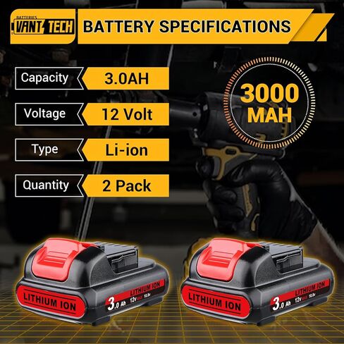 Vanttech DCB120 6.0AH 12V استبدال DEWALT متوافق مع 12 فولت بطارية أيون أيون DCB120 DCB121 DCB123 DCB122 DCB124 DCB125 DCB127 BUTTIONTION TOLLAL TOUL in Kuwait
