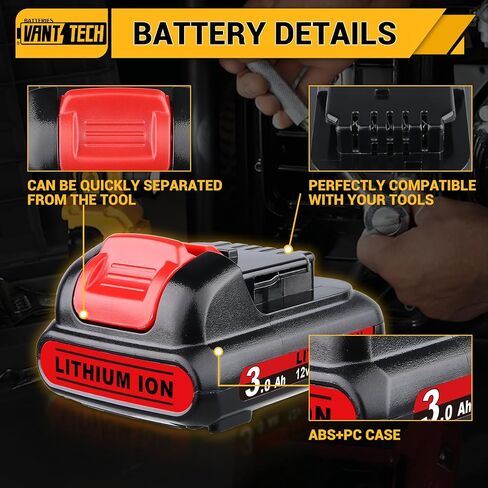 Vanttech DCB120 6.0AH 12V استبدال DEWALT متوافق مع 12 فولت بطارية أيون أيون DCB120 DCB121 DCB123 DCB122 DCB124 DCB125 DCB127 BUTTIONTION TOLLAL TOUL in Kuwait