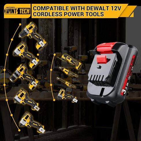 Vanttech DCB120 6.0AH 12V استبدال DEWALT متوافق مع 12 فولت بطارية أيون أيون DCB120 DCB121 DCB123 DCB122 DCB124 DCB125 DCB127 BUTTIONTION TOLLAL TOUL in Kuwait