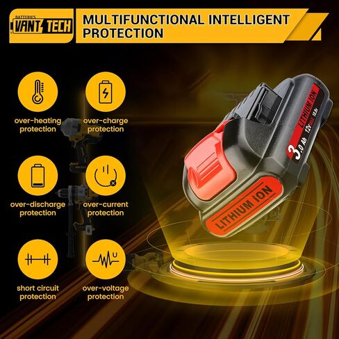 Vanttech DCB120 6.0AH 12V استبدال DEWALT متوافق مع 12 فولت بطارية أيون أيون DCB120 DCB121 DCB123 DCB122 DCB124 DCB125 DCB127 BUTTIONTION TOLLAL TOUL in Kuwait