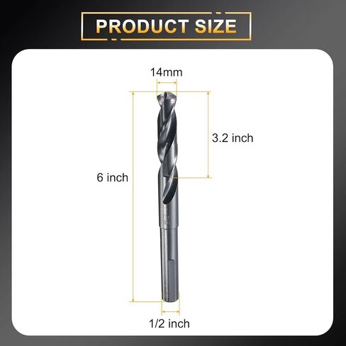 HARFINGTON 26.5mm Drill Bit 1/2" Reduced Shank 3-Flat 4341 High Speed Steel Nitriding Black 118° Standard Point for Plastic Wood Copper Aluminum Iron Medium Soft Metal in Saudi Arabia