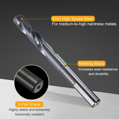HARFINGTON 26.5mm Drill Bit 1/2" Reduced Shank 3-Flat 4341 High Speed Steel Nitriding Black 118° Standard Point for Plastic Wood Copper Aluminum Iron Medium Soft Metal in Saudi Arabia