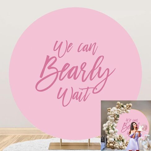 Diameter 6.5ft We Can Bearly Wait Round Backdrop Cover Solid Color Little Bear Circle Photography Background for Kids Birthday Party Decor Cake Table Baby Shower Supplies in Saudi Arabia