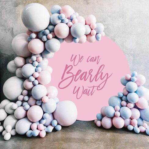 Diameter 6.5ft We Can Bearly Wait Round Backdrop Cover Solid Color Little Bear Circle Photography Background for Kids Birthday Party Decor Cake Table Baby Shower Supplies in Saudi Arabia