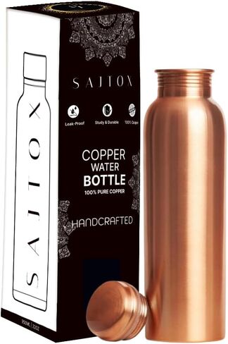 Pure Copper Water Bottle 32 Oz Copper Bottle Water with Lid – Ayurvedic Copper Water Bottle – Copper Water Vessel - Drink More Water Bottle Leak Proof in Saudi Arabia
