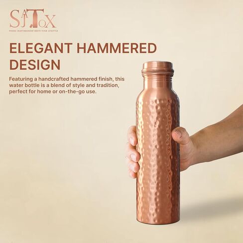 Pure Copper Water Bottle 32 Oz Copper Bottle Water with Lid – Ayurvedic Copper Water Bottle – Copper Water Vessel - Drink More Water Bottle Leak Proof in Saudi Arabia