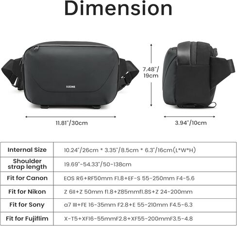 أكياس كاميرا S-Zone للمصورين Crossbody Came Case مع حقيبة كتف حامل ثلاثي القوائم DSLR Multifunction Pack in Kuwait