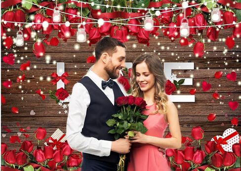 CHAIYA 7X5ft Valentine's Day Backdrop Valentine Day Brown Wood Flower Love Heart Background Wedding Bridal Shower Party Decor Banner Valentine's Day Party Decoration in Saudi Arabia