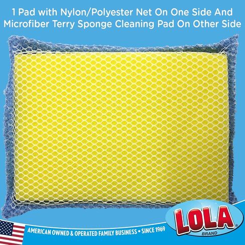 LOLA Nylon Netting Sponge Cleaning Scrubber, Non Scratch, Safe on Non-Stick Surfaces Coated Cookware & Dishes - Gentle Effective Cleaning, 12 Pack in Saudi Arabia