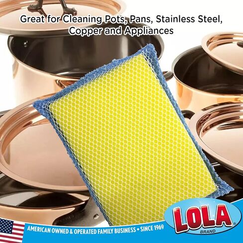 LOLA Nylon Netting Sponge Cleaning Scrubber, Non Scratch, Safe on Non-Stick Surfaces Coated Cookware & Dishes - Gentle Effective Cleaning, 12 Pack in Saudi Arabia