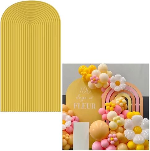 Khaki Ripples Pattern Arch Backdrop Cover for Birthday Party Wedding Baby Shower Decorations Light Tan Chiara Backdrops Arched Wall Covers Stands Display Props GP-451 4ft * 7ft in Saudi Arabia