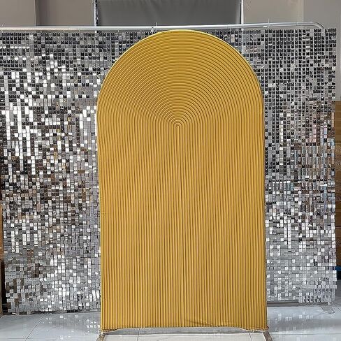 Khaki Ripples Pattern Arch Backdrop Cover for Birthday Party Wedding Baby Shower Decorations Light Tan Chiara Backdrops Arched Wall Covers Stands Display Props GP-451 4ft * 7ft in Saudi Arabia