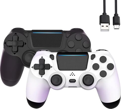 MOVONE Wireless Controller for PS4,Dual Vibration Game Joystick/Motion Sensing/Touchpad/Speaker/3.5mm Headphone,Compatible with PS4/Slim/Pro Console/PC(white+black) in Kuwait