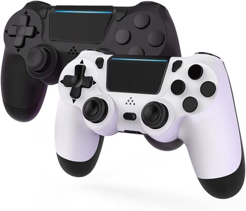 MOVONE Wireless Controller for PS4,Dual Vibration Game Joystick/Motion Sensing/Touchpad/Speaker/3.5mm Headphone,Compatible with PS4/Slim/Pro Console/PC(white+black) in Kuwait