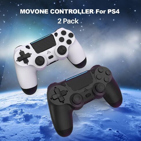 MOVONE Wireless Controller for PS4,Dual Vibration Game Joystick/Motion Sensing/Touchpad/Speaker/3.5mm Headphone,Compatible with PS4/Slim/Pro Console/PC(white+black) in Kuwait