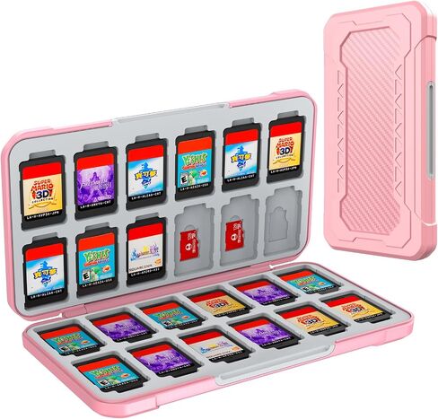 HEIYING Switch Game Case for Nintendo Switch/Lite/OLED, Black Memory Storage Holder Case with 24 Game Card Slots and 24 Micro SD Cards Slots in Saudi Arabia