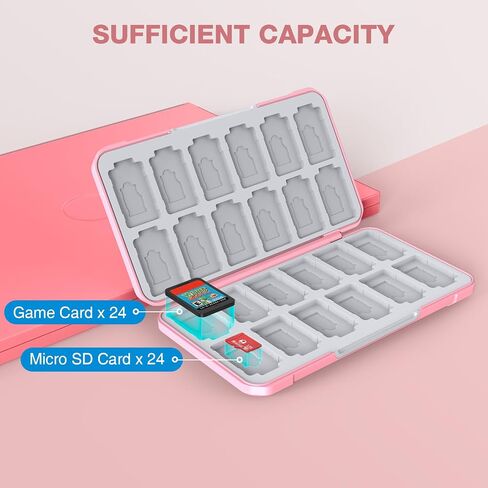 HEIYING Switch Game Case for Nintendo Switch/Lite/OLED, Black Memory Storage Holder Case with 24 Game Card Slots and 24 Micro SD Cards Slots in Saudi Arabia