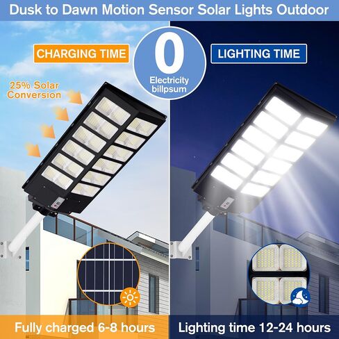 INSDEA 5000W LED Solar Street Light Motion Sensor, 500000LM Dusk to Dawn Solar Lights for Outside, IP65 Waterproof Solar Flood Lights Outdoor, Solar Security Lights for Garden Yard Parking Lot in Saudi Arabia