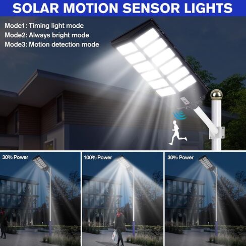 INSDEA 5000W LED Solar Street Light Motion Sensor, 500000LM Dusk to Dawn Solar Lights for Outside, IP65 Waterproof Solar Flood Lights Outdoor, Solar Security Lights for Garden Yard Parking Lot in Saudi Arabia