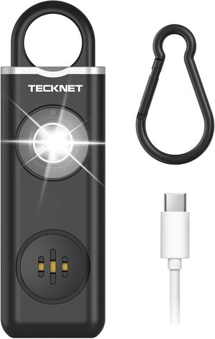 TECKNET Rechargeable Personal Safety Alarm for Women, 130dB Self Defense Keychain Alarm with SOS Strobe Light, Low Battery Notice, Personal Alarm Loud Siren Safety Keychain for Girls Kids Elderly in Saudi Arabia