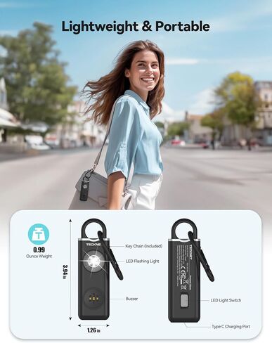 TECKNET Rechargeable Personal Safety Alarm for Women, 130dB Self Defense Keychain Alarm with SOS Strobe Light, Low Battery Notice, Personal Alarm Loud Siren Safety Keychain for Girls Kids Elderly in Saudi Arabia