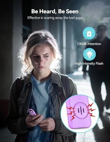 TECKNET Rechargeable Personal Safety Alarm for Women, 130dB Self Defense Keychain Alarm with SOS Strobe Light, Low Battery Notice, Personal Alarm Loud Siren Safety Keychain for Girls Kids Elderly in Saudi Arabia