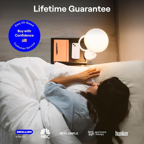 Shroommate Clip On Light and Bedside Table Lamp, Reading Light, Night Light for Kids Nursery, Clip on for Desk, Bed Headboard, Multicolor Changing LEDs Lights, Adapter Included (Black) in Saudi Arabia