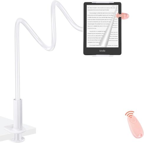 Gooseneck Tablet Holder for Kindle with Remote Page Turner, Lazy Arm Stand for Kindle Paperwhite Colorsoft, Reading in Bed with Remote for Kindle Accessories, Gift for Men Women Readers Desk Bedside in Saudi Arabia