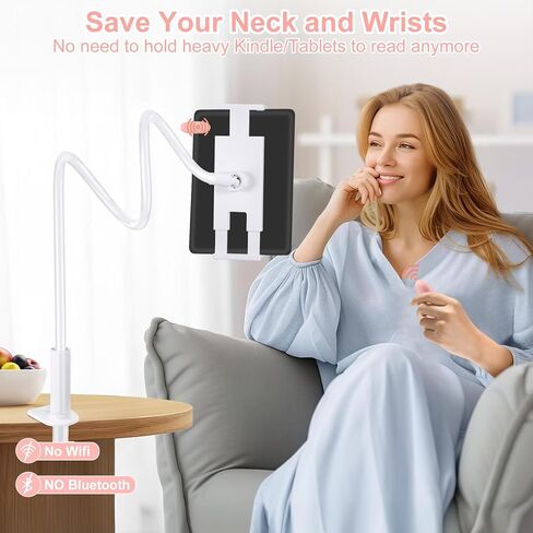 Gooseneck Tablet Holder for Kindle with Remote Page Turner, Lazy Arm Stand for Kindle Paperwhite Colorsoft, Reading in Bed with Remote for Kindle Accessories, Gift for Men Women Readers Desk Bedside in Saudi Arabia