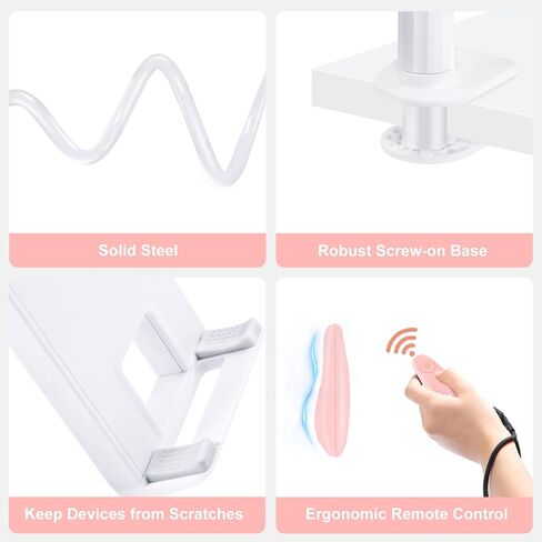Gooseneck Tablet Holder for Kindle with Remote Page Turner, Lazy Arm Stand for Kindle Paperwhite Colorsoft, Reading in Bed with Remote for Kindle Accessories, Gift for Men Women Readers Desk Bedside in Saudi Arabia