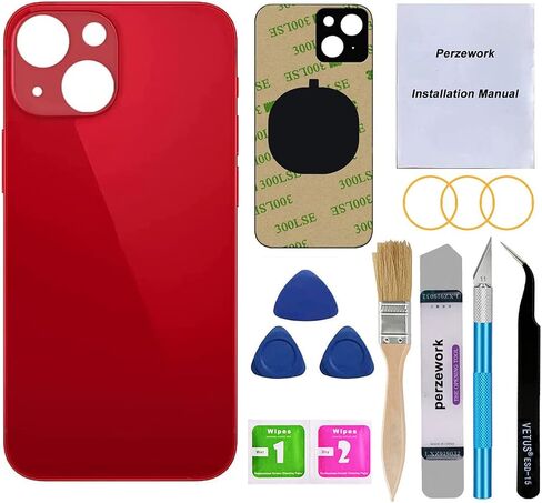 OEM Rear Back Glass Replacement (Red) Compatible with iPhone 13 6.1 inches All Carriers with Pre-Installed Adhesive and Repairing Tool Kits in Saudi Arabia