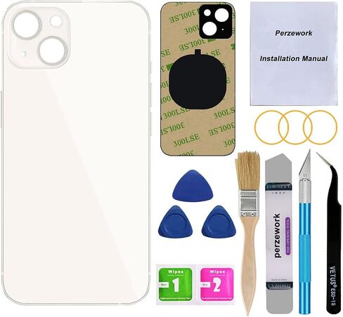 OEM Rear Back Glass Replacement (Red) Compatible with iPhone 13 6.1 inches All Carriers with Pre-Installed Adhesive and Repairing Tool Kits in Saudi Arabia