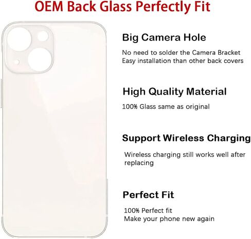 OEM Rear Back Glass Replacement (Red) Compatible with iPhone 13 6.1 inches All Carriers with Pre-Installed Adhesive and Repairing Tool Kits in Saudi Arabia