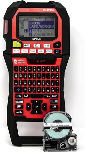 Labelworks Epson LW -PX900PCD مجموعة صانعات التصنيع الصناعية - مجموعة كاملة مع الملحقات ، متوافقة مع جميع أنواع الأشرطة Epson PX ، طابعة ملصق محمولة محمولة in Kuwait