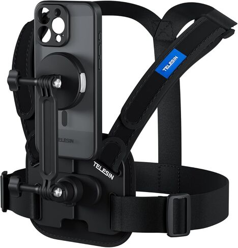 TELESIN Mobile Phone Chest Mount Harness Strap Cell Phone Holder Mount for iphone16 Pro, Strap Harness Mount with MagSQ Double Lock, Super Stable in Kuwait