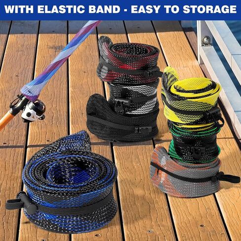 3 PCS Spinning Rod Sleeve - Fishing Pole Sleeve Fishing Rod Cover Fishing Rod Sleeve with Lanyard- Rod Protector Fishing Rod Sock in Saudi Arabia